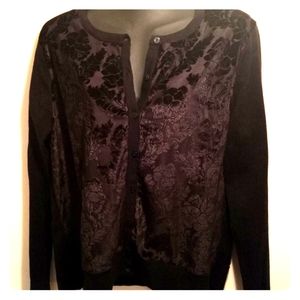 Velour and cotton cardigan